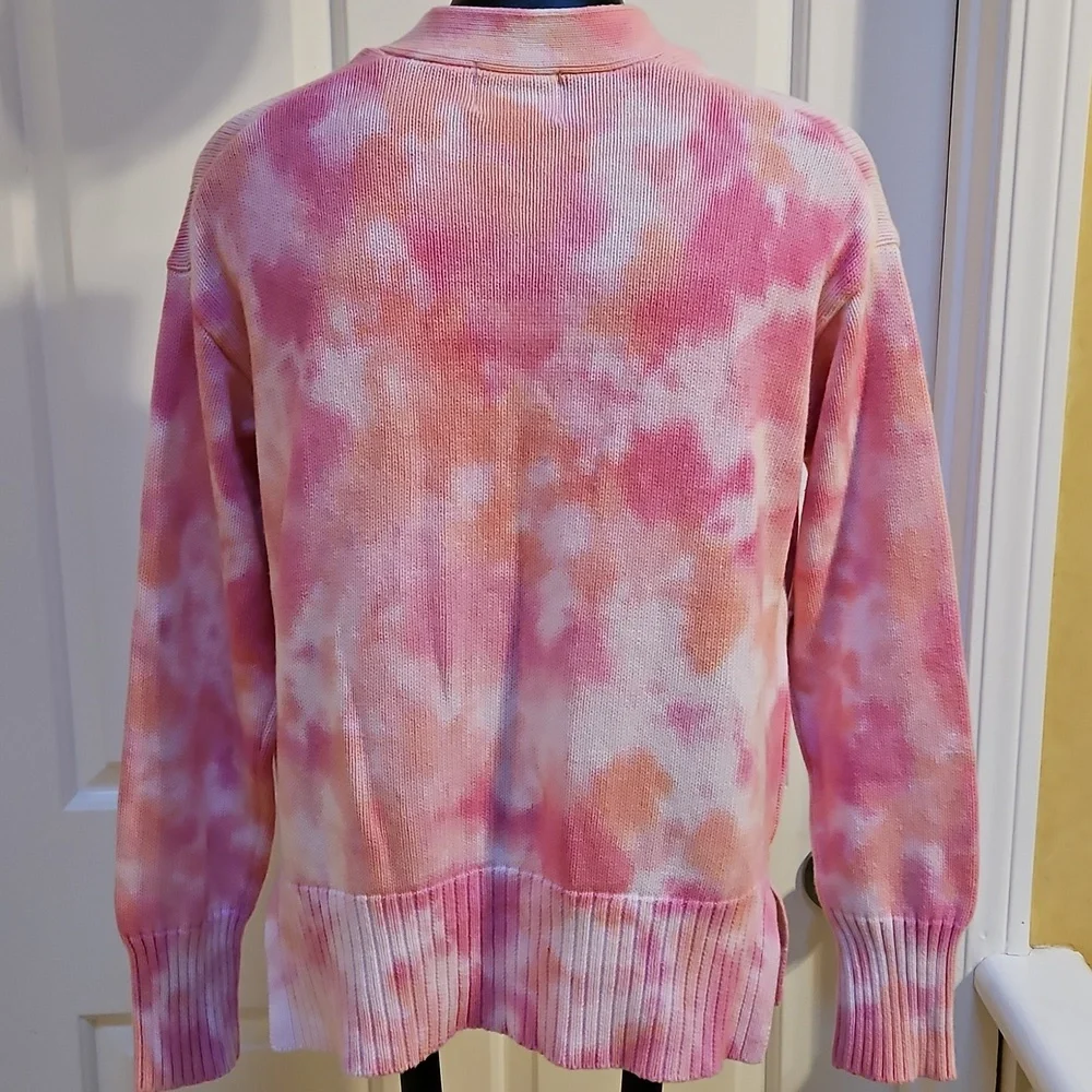 JUICY COUTURE Pink and White Tie-Dye Cardigan - XS